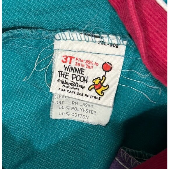 Winnie the Pooh Vintage Corduroy Girl Pants 3T Teal Purple Fuchsia Walt Disney - Picture 6 of 7